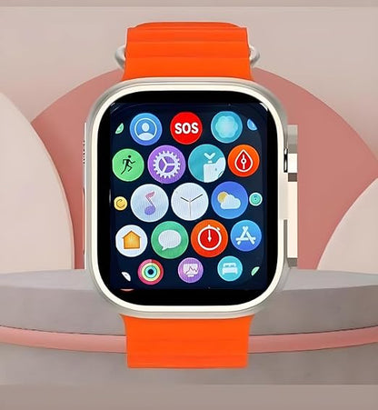 T900 Ultra Big Smart Watch with 2.09" (49mm) HD Display, Watch Bluetooth Calling, Heart Rate, Sports Mode, Sleep Monitoring with Waterpr Charge Walking, Running, Cycling(Orange)